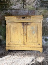 Antique French Provincial Yellow Farmhouse Pine Buffet Sideboard  19th Century.