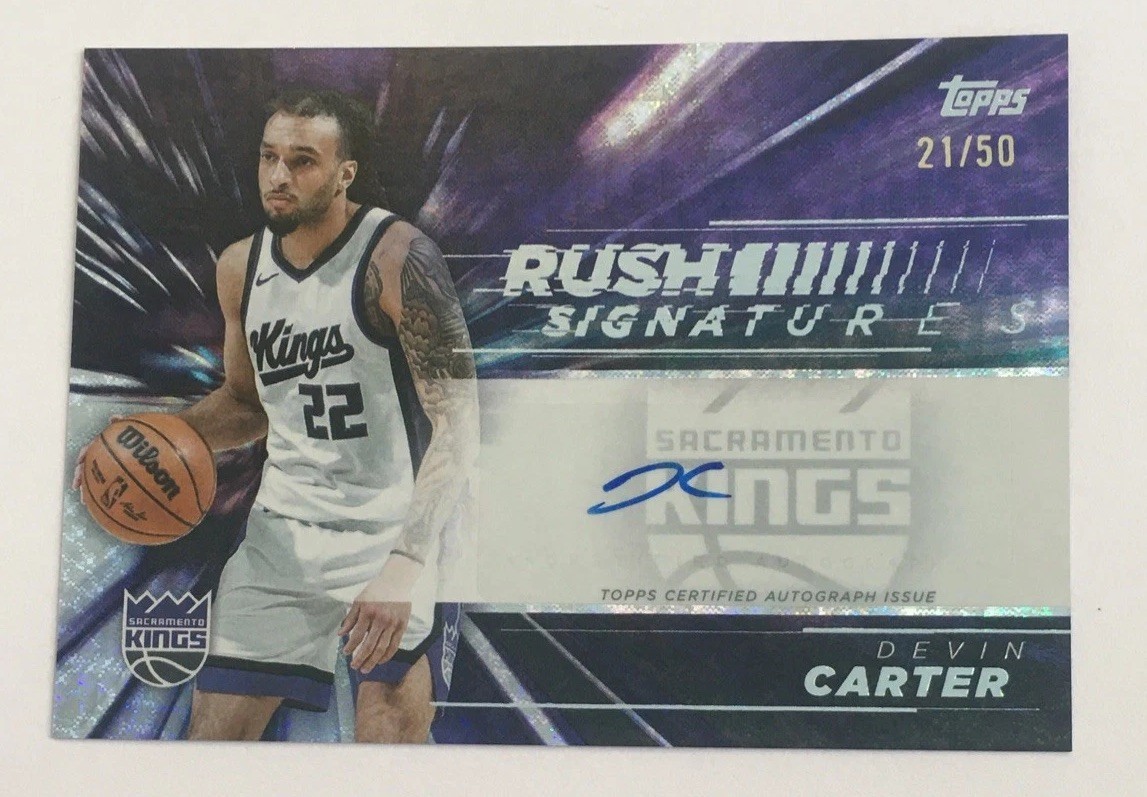 2025-26 Topps Basketball #d /50 Rush Signature SP Insert Devin Carter Hawks
