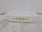 Vintage Pyrex 922 Square Milk Glass Square Baker Butterfly Gold Pattern 8x8x2