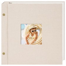 10x10 Inch Linen Self Adhesive Photo Album with Window, 20 Pages Scrapbook fo...