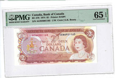 1974 Bank of Canada $2 BC-47b PMG Gem UNC 65 EPQ Crow/Bouey