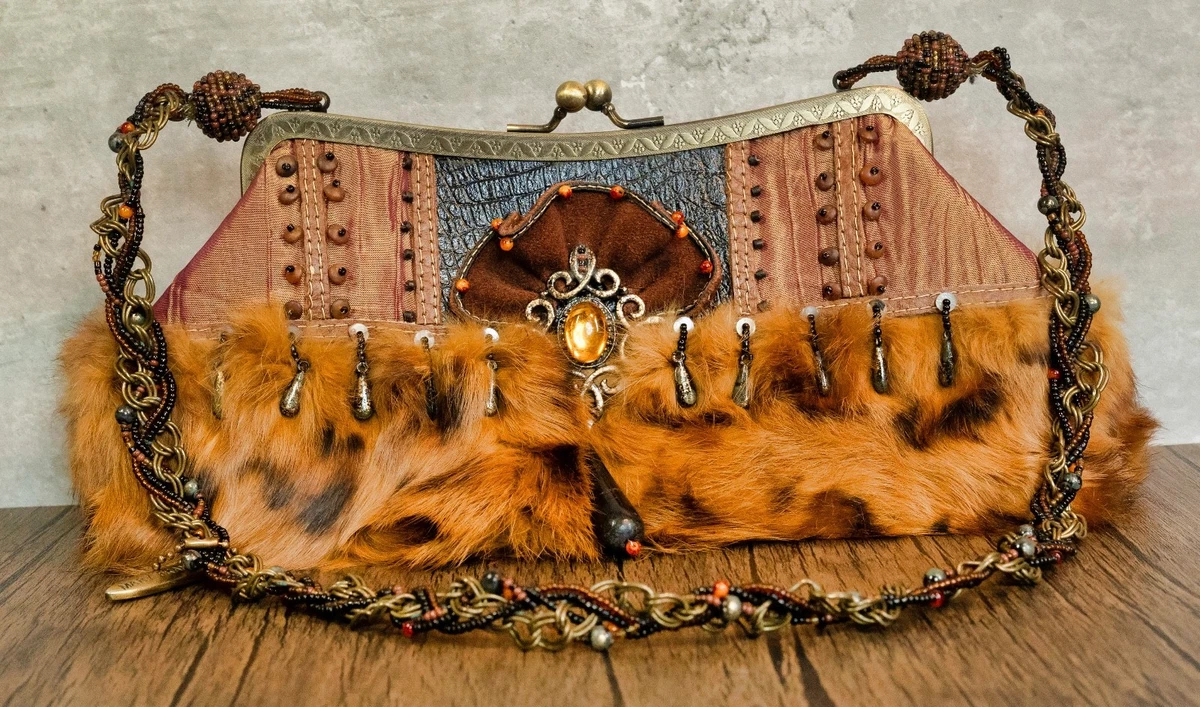 RARE- Handmade Suede & Fur Large Satchel/Bag with Tassels Suede Rabbit Fur Bag - Etsy main image 2