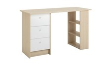 Kids Malibu 3 Drawers Desk White and Acacia Childrens Study Table