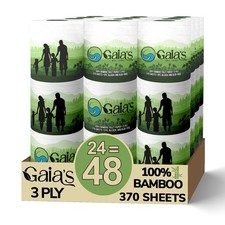 Gaias Premium and Soft Organic Bamboo Toilet Paper | 24 24 Mega Rolls, White 