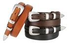 S5527 Oil Tanned Leather Ranger Belt With Engraved Antique Silver Buckle