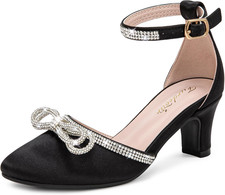 Girls Dress Shoes Sparkly Bow Heels Big Kids Flower Girl Princess