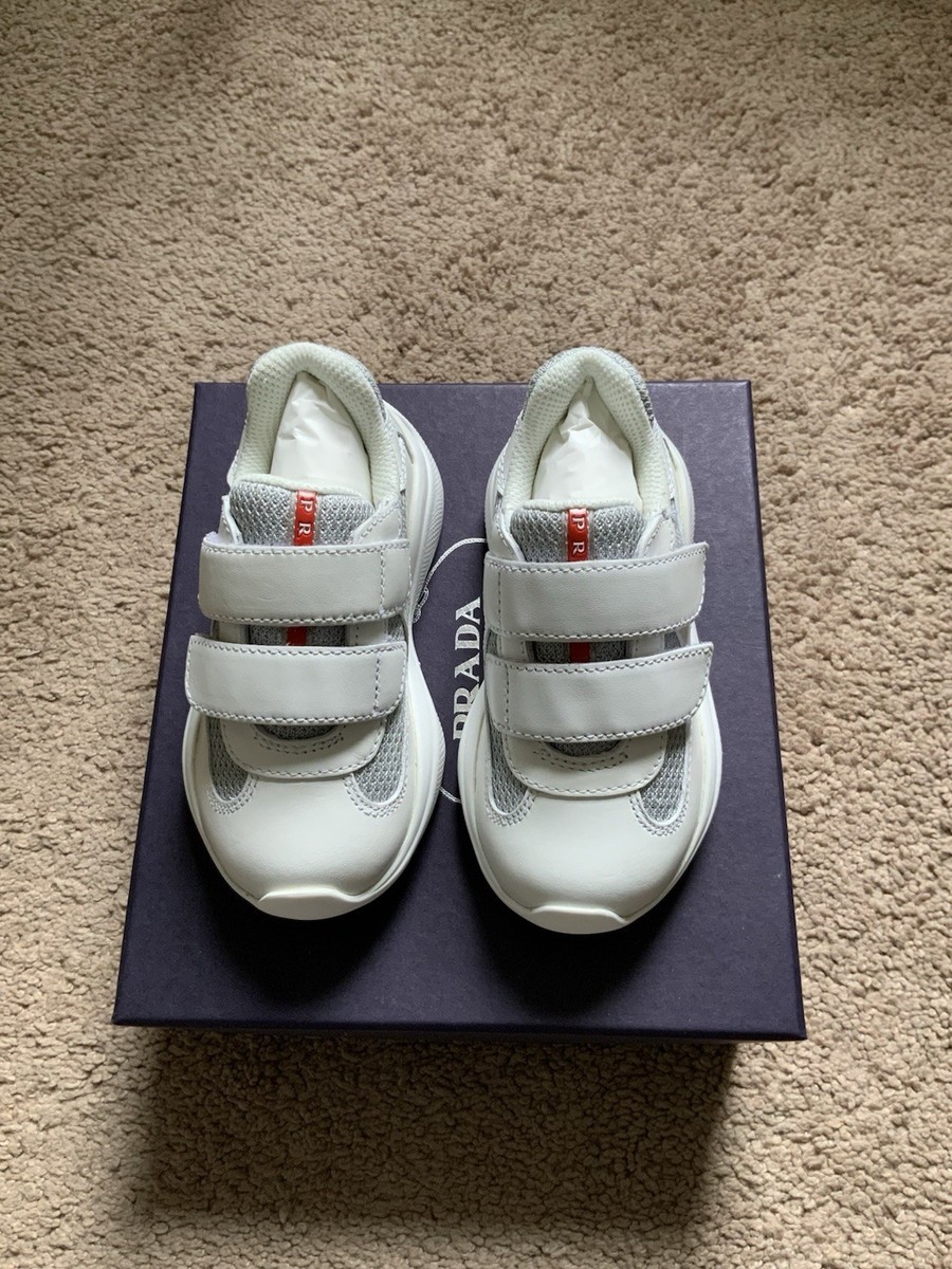 Prada Children's America's Cup Biker Leather White Gray