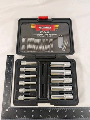 VIM Tools VDE418 11pc Inverted Deep Torx Socket Set E4-E18 1/4'' 3/8'' Drive New