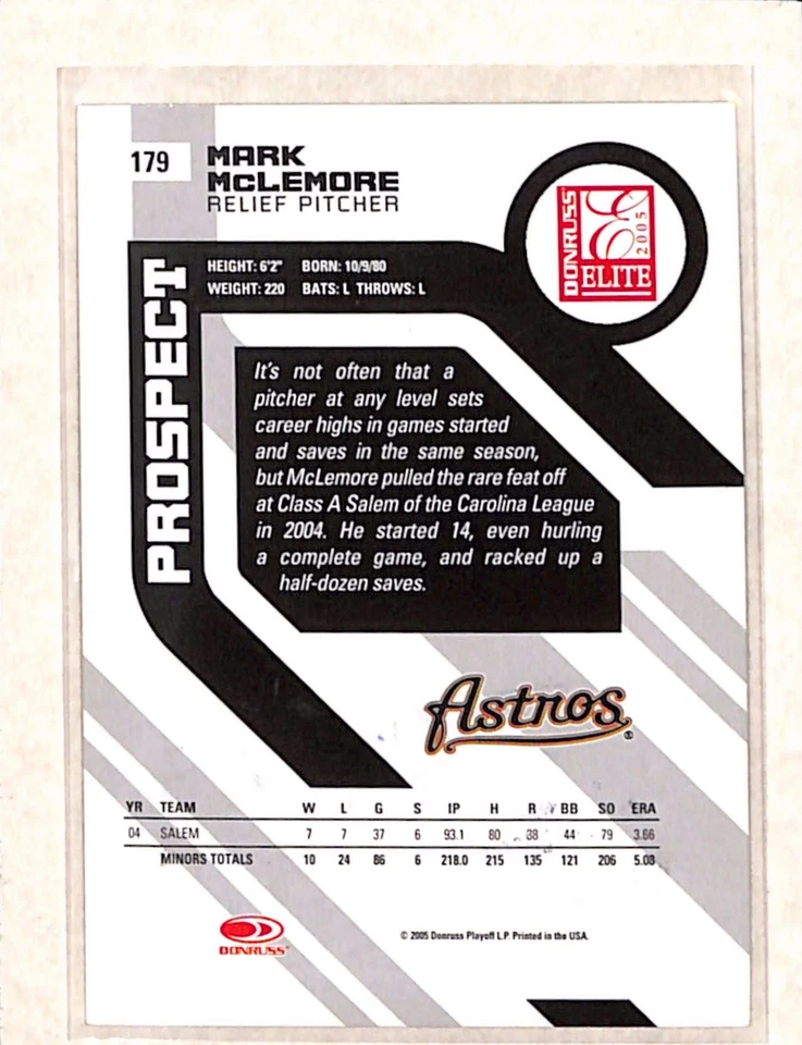 2005 Donruss Elite # Mark McLemore AUTO /1200 EX - Image 2 of 2