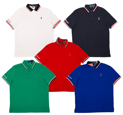 POLO RALPH LAUREN MEN M L XL CLASSIC FIT MESH SHIRTS SHORT SLEEVE WHITE RED  BLUE