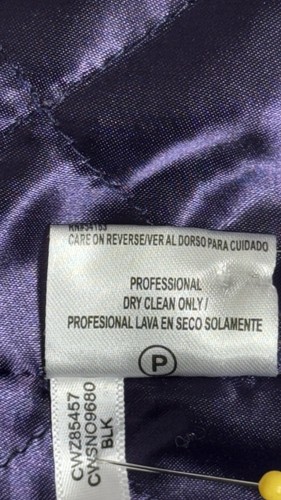 Calvin Klein Black Wool Peacoat Coat Jacket Size 16 Double Breasted Purple Inlay - Picture 7 of 8