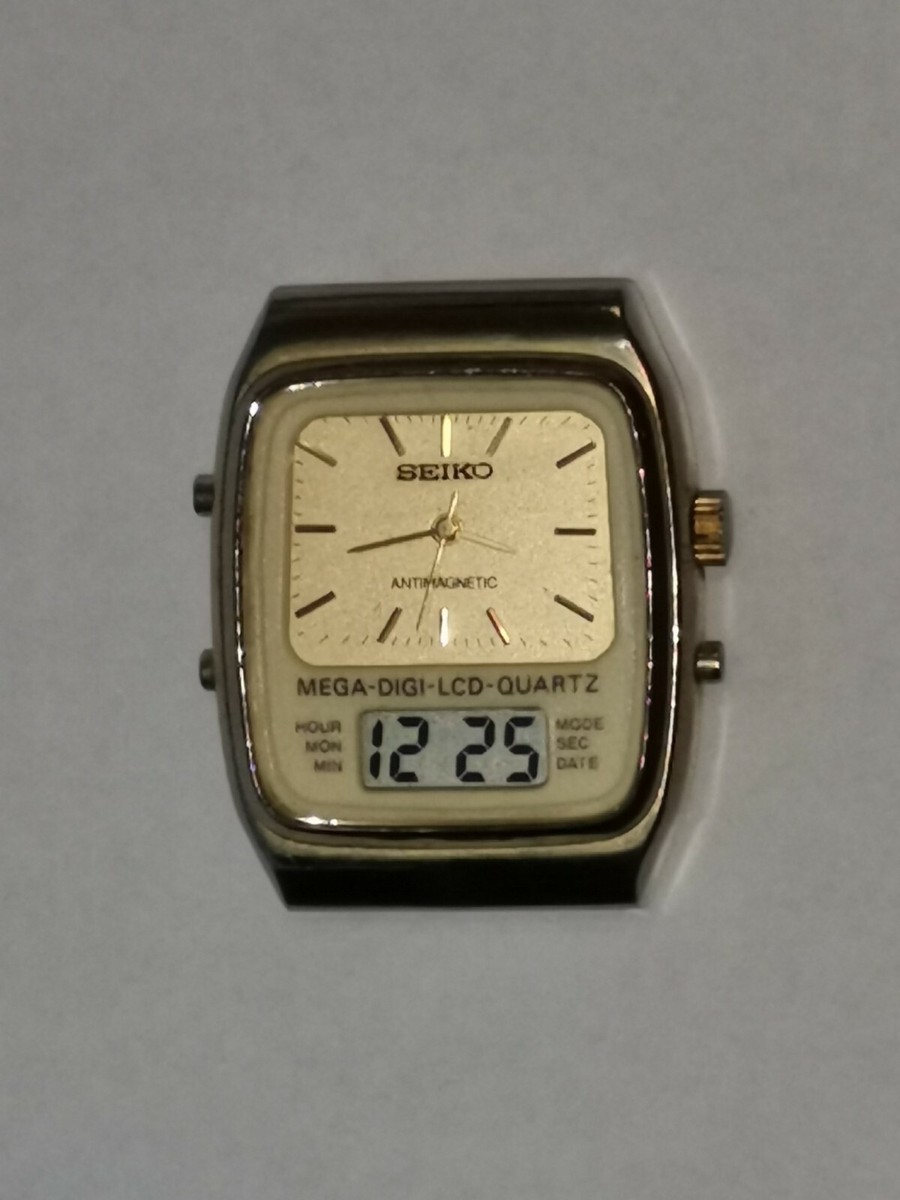 VINTAGE 80s SEIKO ANTIMAGNETIC 2P20-5090.MEGA DIGITAL LCD ANALOG