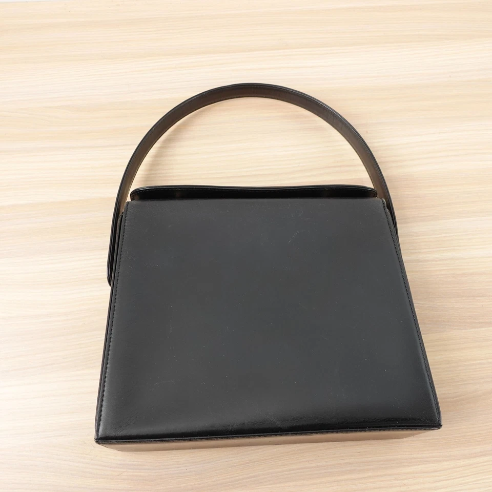 1980-е винтажная сумка OSCAR DELA RENTA черная кожаная сумочка рамка квадратная коробка РЕДКАЯ - Изображение 4 из 4