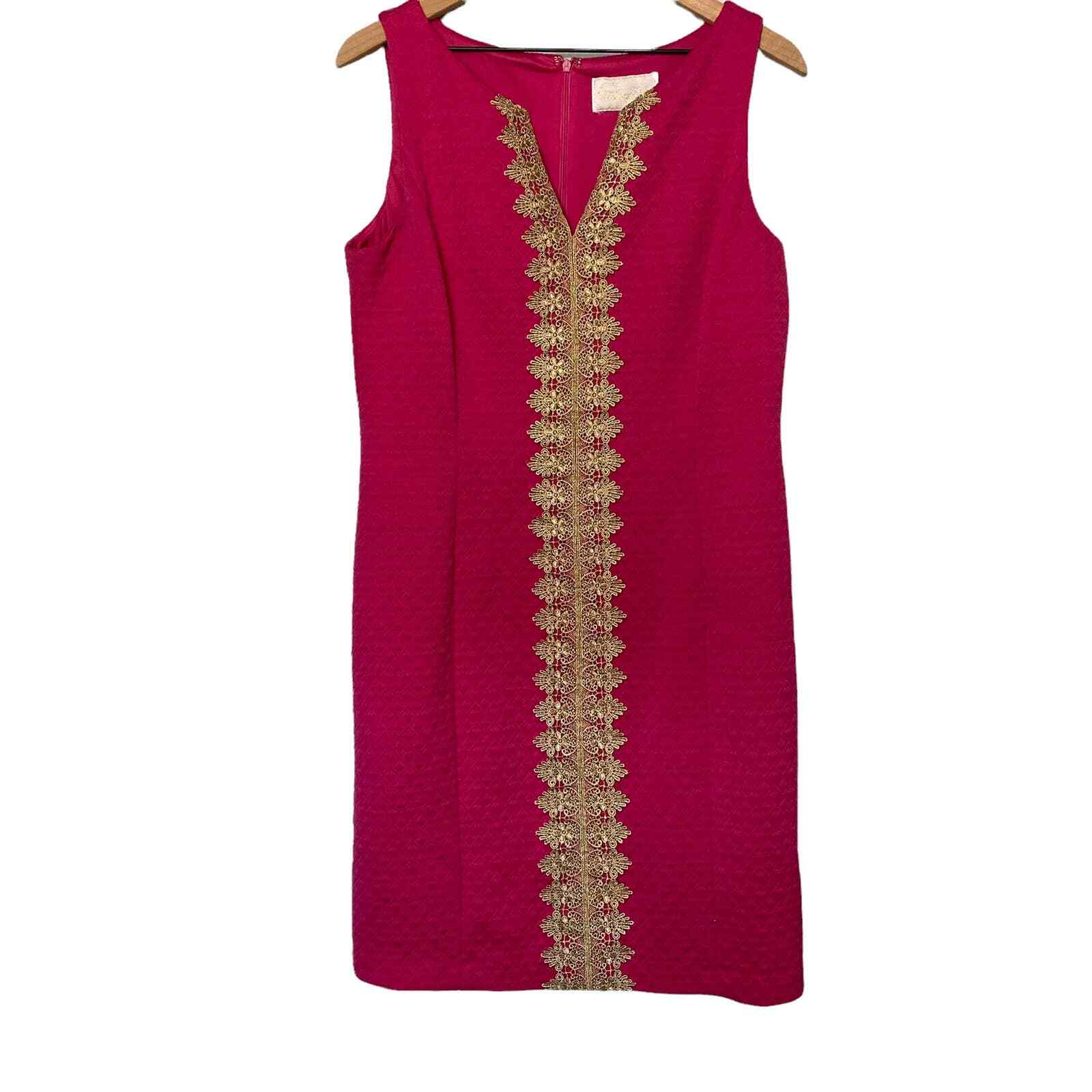 Pappagallo Pink Gold Trim Dress Gem