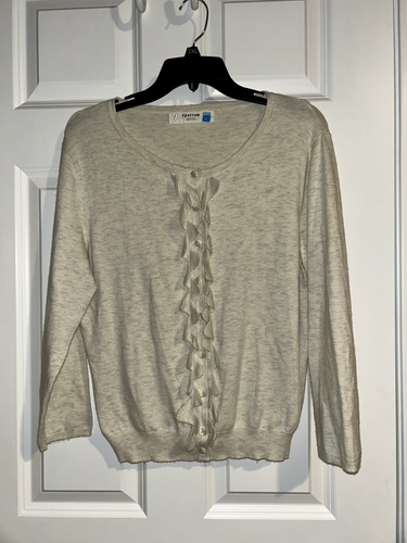 Anthropologie Sparrow cardigan with ruffle front - cream - size XL
