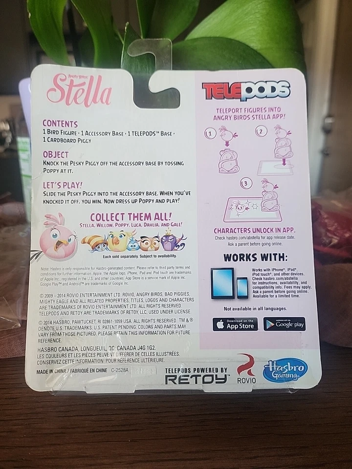 HASBRO 2013 GRY BIRDS TELEPODS STELLA KNOCK PIGGY AWAY POPPY SELADO EUROPEU - Imagem 2 de 4