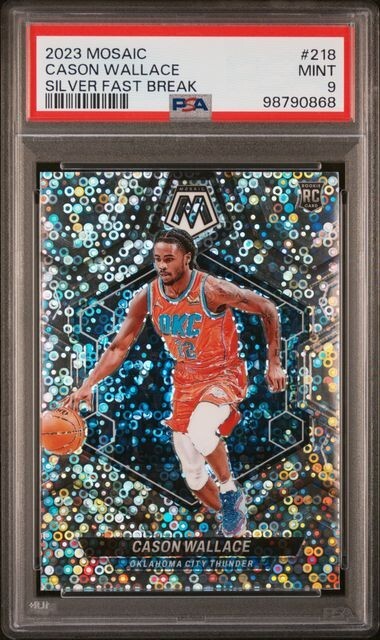 2023 Mosaic #218 Cason Wallace Silver Fast Break RC PSA 9 OKC Thunder Rookie