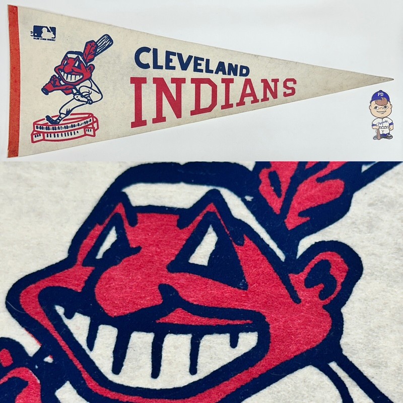 Vintage Cleveland Indians Pennant Flag Banner 12x30 Inch Ohio Wahoo