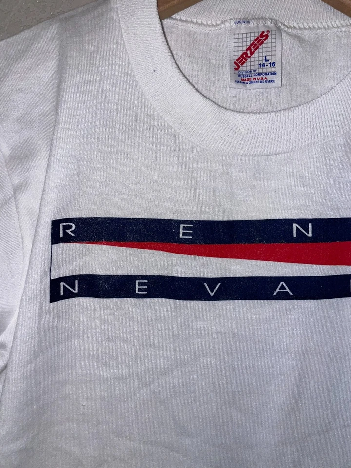 Camiseta Camisa Gráfica Blanca Años 90 Juvenil Vintage Reno NV Nevada Años 90 Niños L L Foto 2 de 4