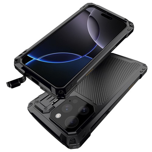 Robuste stoßfeste Metallhülle Displayschutz Glas Ständer für iPhone 14 15 16 - Bild 22 von 25