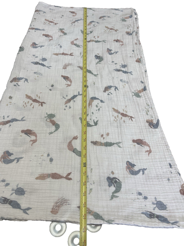 Little Unicorn Mermaid Swaddle Blanket Muslin Wrap Receiving 41x41 - Picture 4 of 7
