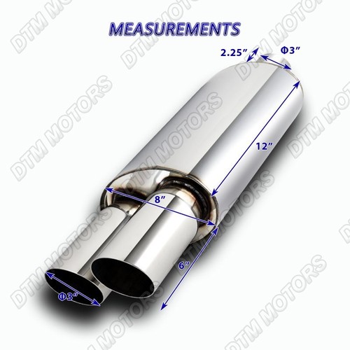 Silenciador de escape de soldadura de 3"" punta inclinada doble T-304 acero inoxidable 3 - Imagen 5 de 6