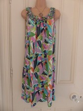 Gorgeous Boden size 10R very colourful cotton jersey shift dress, ruched neck