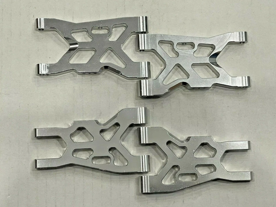 Brazos A de suspensión delantera y trasera de aluminio para Arrma Vendetta 3S BLX plateado Foto 2 de 4