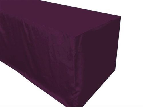 5' ft. Fitted Polyester Table Cover Trade show Booth Tablecloth Eggplant Purple - Picture 2 of 3