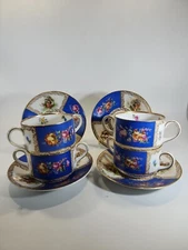 Schumann Bavaria Double Handled Cups And Saucers Germany