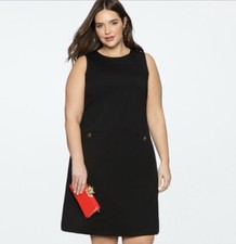 Eloquii 9-to-5 Sleeveless Stretch Work Dress in Black Sz 16