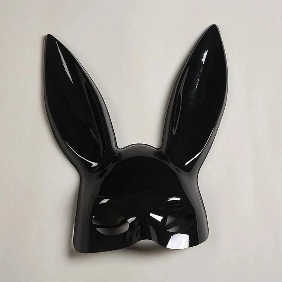 Half Face Bunny Mask Masquerade Rabbit Masks Party Costume Gift Matte Black Sexy - Image 3 of 4