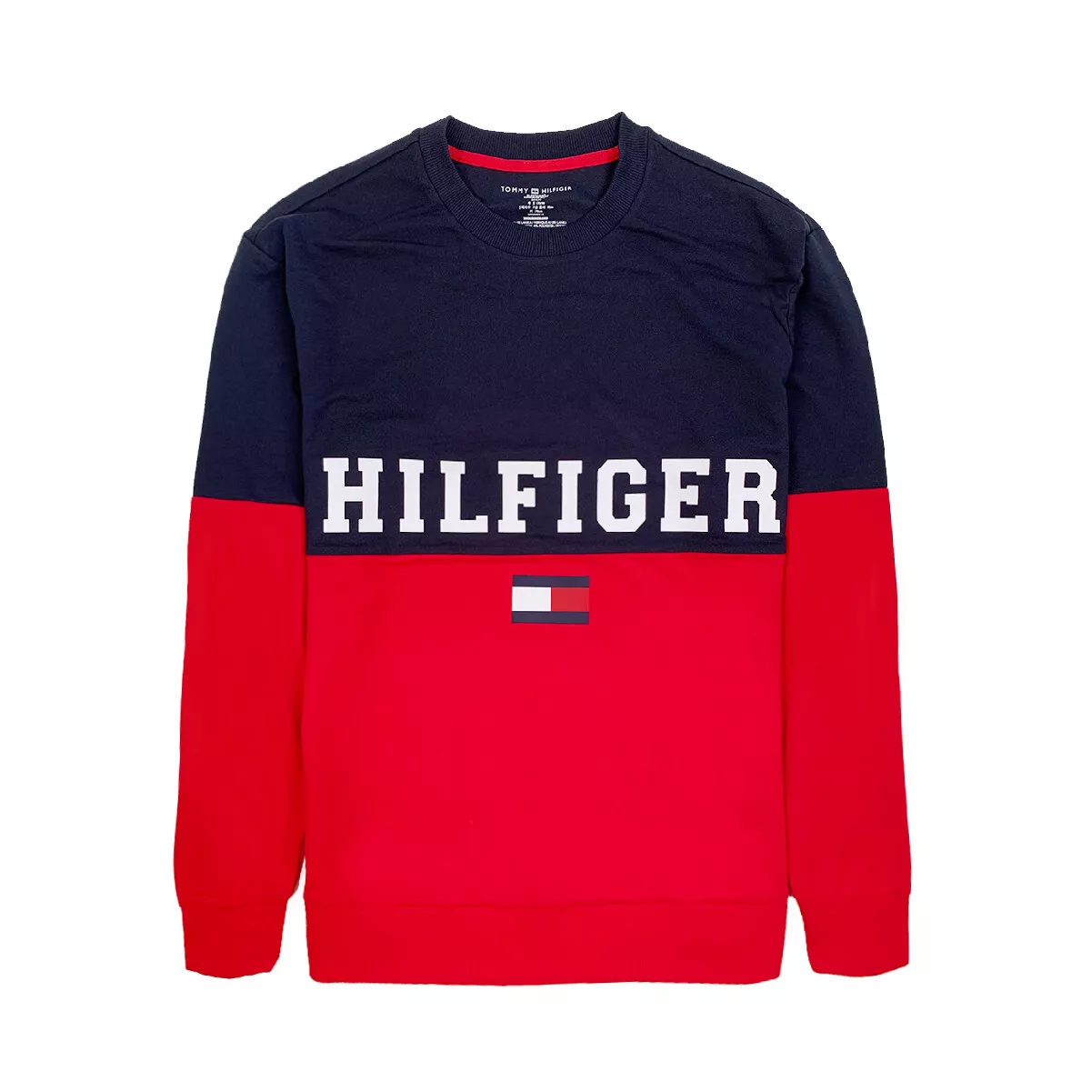 Mens Hilfiger Sweatshirt S Navy Red French Pullover NEW |