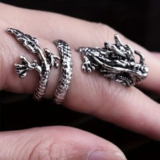 Elegant 925 Sterling Silver Charms Unique Fashion Jewelry Dragon Ring Size 9.5