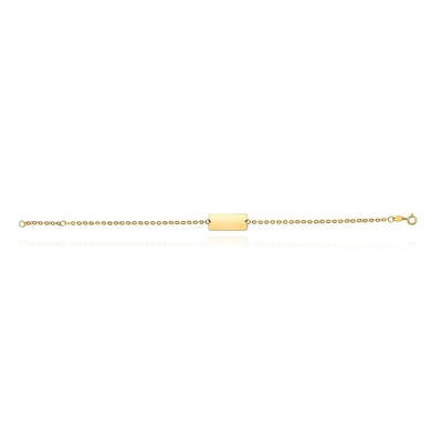 Personalisierte 14K Echt Gold Gelb Kabel Kette ID Armband 6,5'' -7'' verstellbar