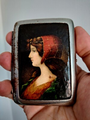 Vintage! um 1967 Zigarettenetui super Miniaturmalerei von Beatrice D'este