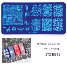 DIY Bird Owl Fox Bat Cat Stamping Plate Nail Art Stamp Templates Stainless Steel