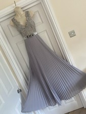PRETTY BNWT ELIZA J SIZE 10 (USA 6) SILVER FIT & FLARED LONG PARTY DRESS