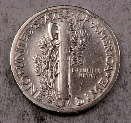 Dimeデイム　　M 1927/6-S Mercury Dime Error - Very Fine (VF) - 90% Silver