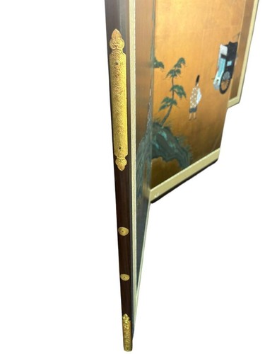 Pantalla Plegable Byobu Oro Edo People Life Panel Japonés H92 x W160cm Montaña - Imagen 19 de 20