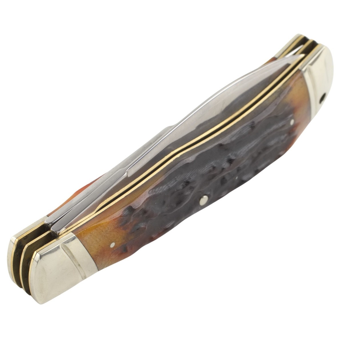 Rough Ryder Jumbo Trapper Pocket Knife RR1801 Brown Stag Bone