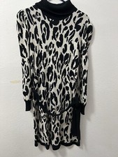 Who What Wear™ Leopard Print Balloon Long Sleeve Sweater Dress Size M
