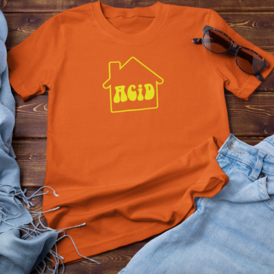 ACID HOUSE T-SHIRT (Rave 24hr Party Free Jungle 80er 303 808 Tanz Musik EDM)