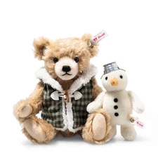 STEIFF 2024 Christmas Teddy Bear with Snowman 9  inch beige mohair EAN 007538