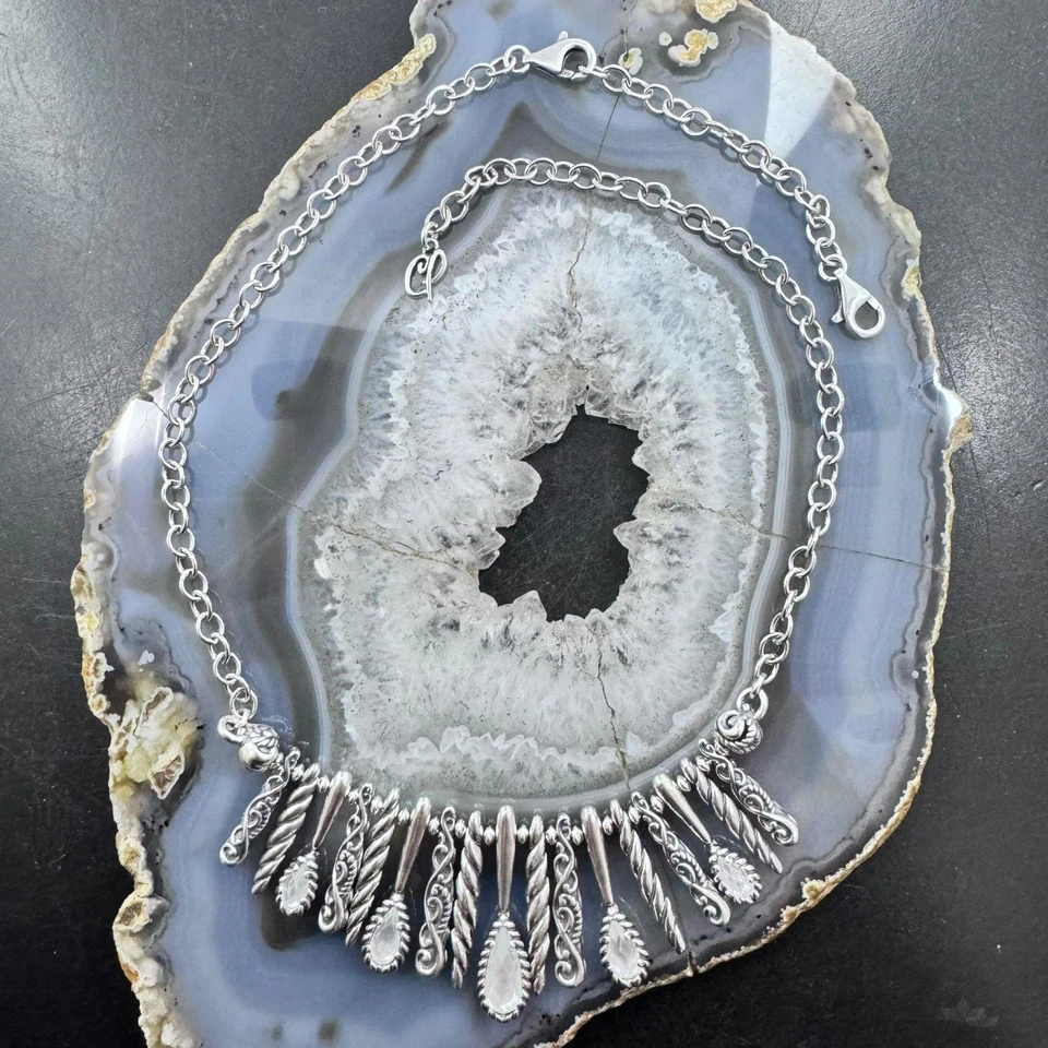 Collar para mujer Carolyn Pollack de plata esterlina madreperla doble dije Foto 3 de 4