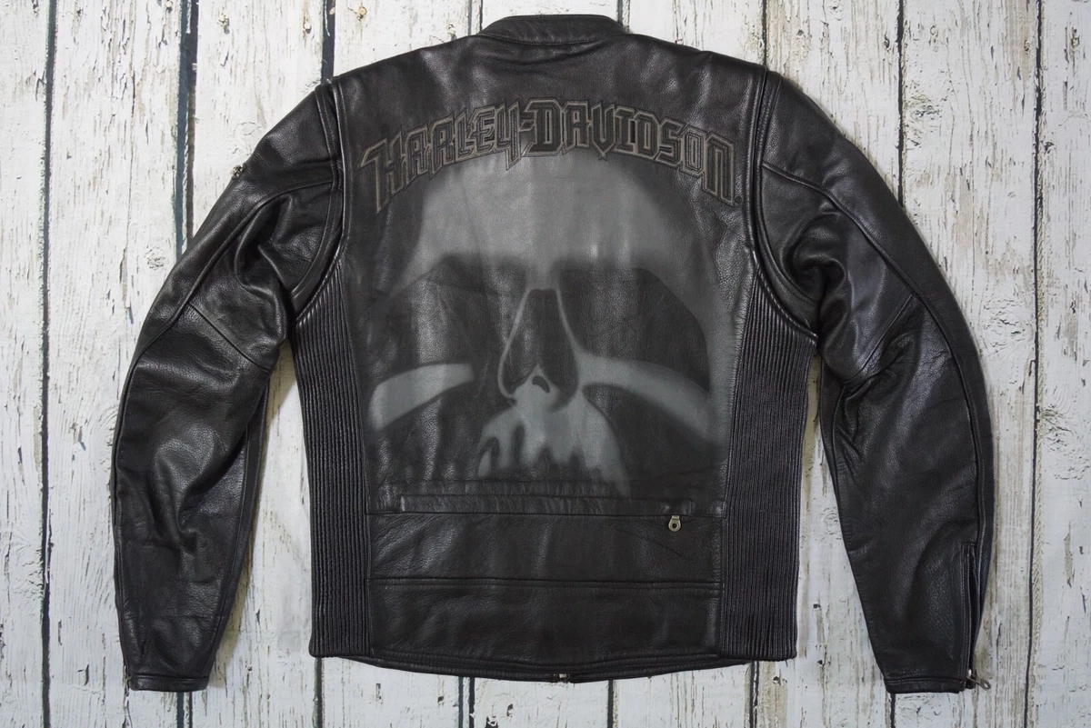 Harley Davidson Mens Rushmore Skull Reflective Black Leather Jacket M 97145 07VM