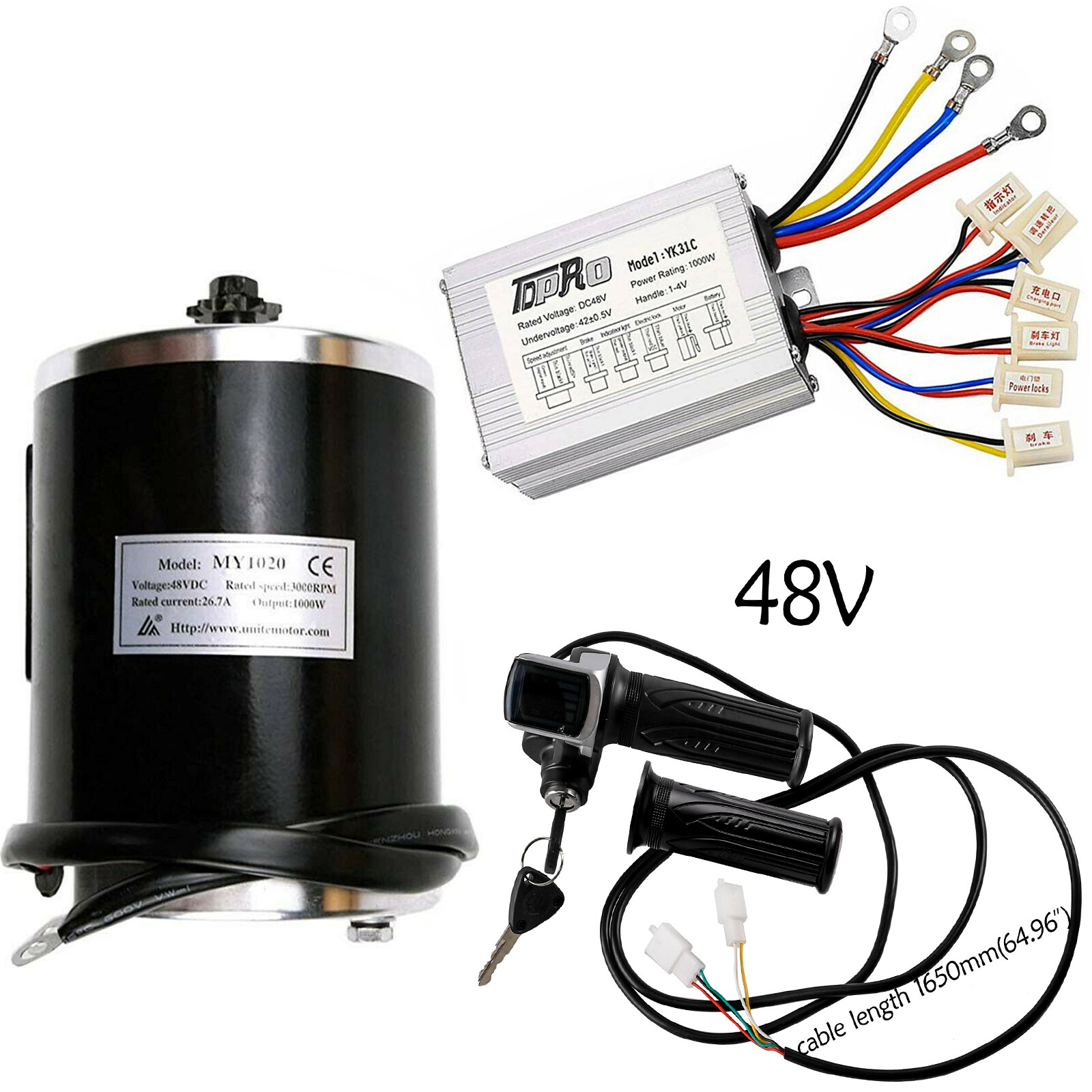 48V 1000W Brush Motor +Controller +LCD Throttle Electric Bicycle Scooter Razor
