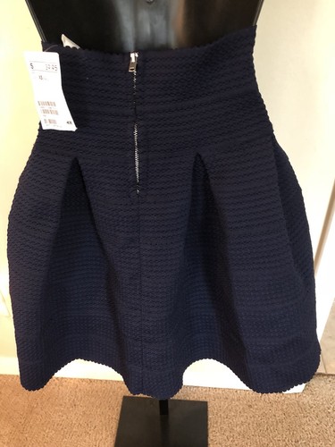 Women Xs Or Girls M-lg Pemplum Ribbed Wide Skirt Navy - Picture 2 of 5