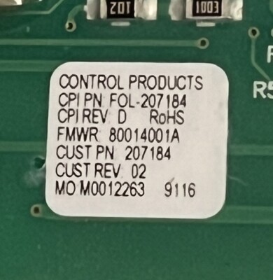 Y•*¨*•.¸♬︎ CONTROL PRODUCTS / FOLLETT CONTROL CIRCUIT BOARD FOL-207184 - Used