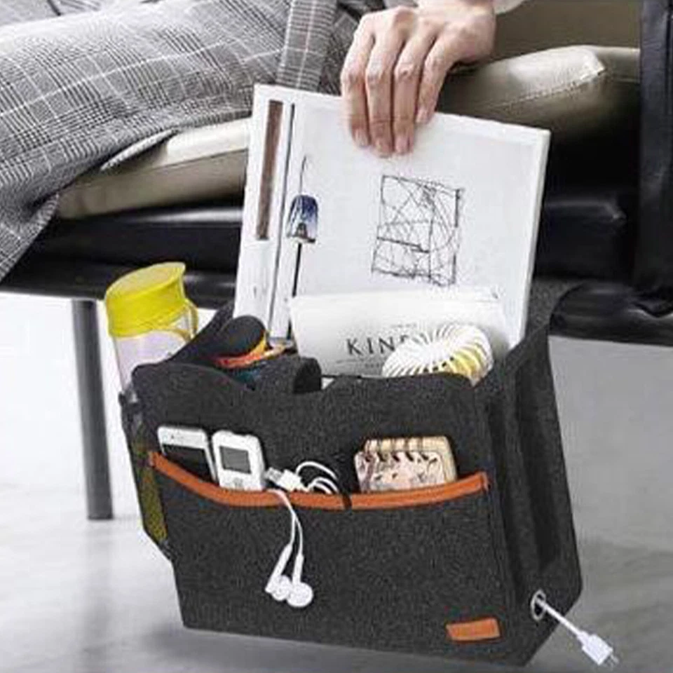 Caddy organizador de cabecera colgante con soporte de control remoto almacenamiento para sofá cama Foto 2 de 4